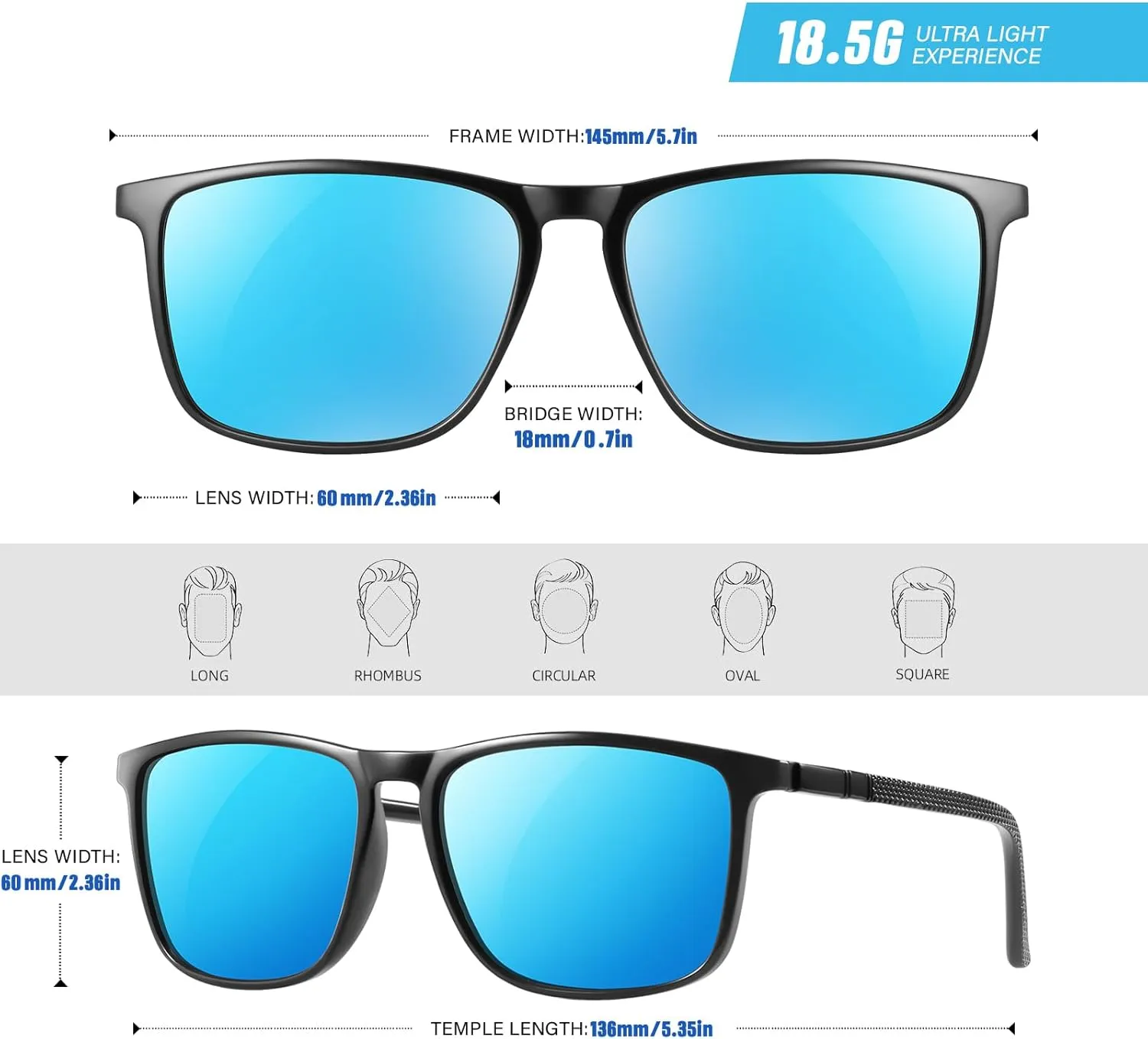 YDAOWKN Polarized Sunglasses for Men Lightweight Frame with UV Protection for Driving Fishing Golf