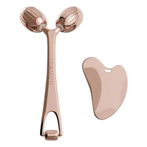 Yeamon Gua Sha Facial Tools and Face Roller Set, Facial Massage Tool for Women’s Skincare Routine,Cooling Stainless Steel Face Sculpting Eyes Roller Guasha for Daily Use or Self-Care Gift for Women