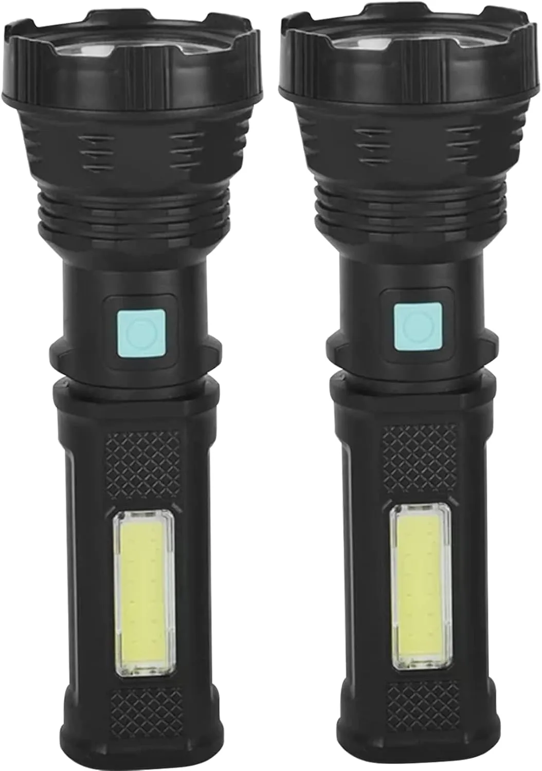Yeory Rechargeable Flashlights Solar Flashlight 2Pcs Solar Powered Flashlight USB Rechargeable Flashlights Waterproof High Lumens Camping Flashlight LED Torch Light with COB Side Light