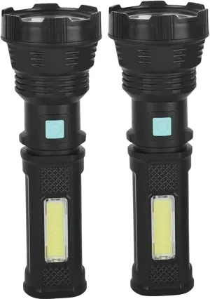 Yeory Rechargeable Flashlights Solar Flashlight 2Pcs Solar Powered Flashlight USB Rechargeable Flashlights Waterproof High Lumens Camping Flashlight LED Torch Light with COB Side Light