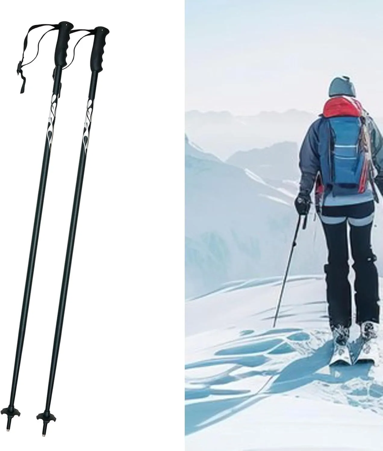 YIJU 2X Ski Poles Hiking Poles Practical with Adjustable Wrist Strap Walking Sticks for Men Women for Camping Hiking Winter Sports