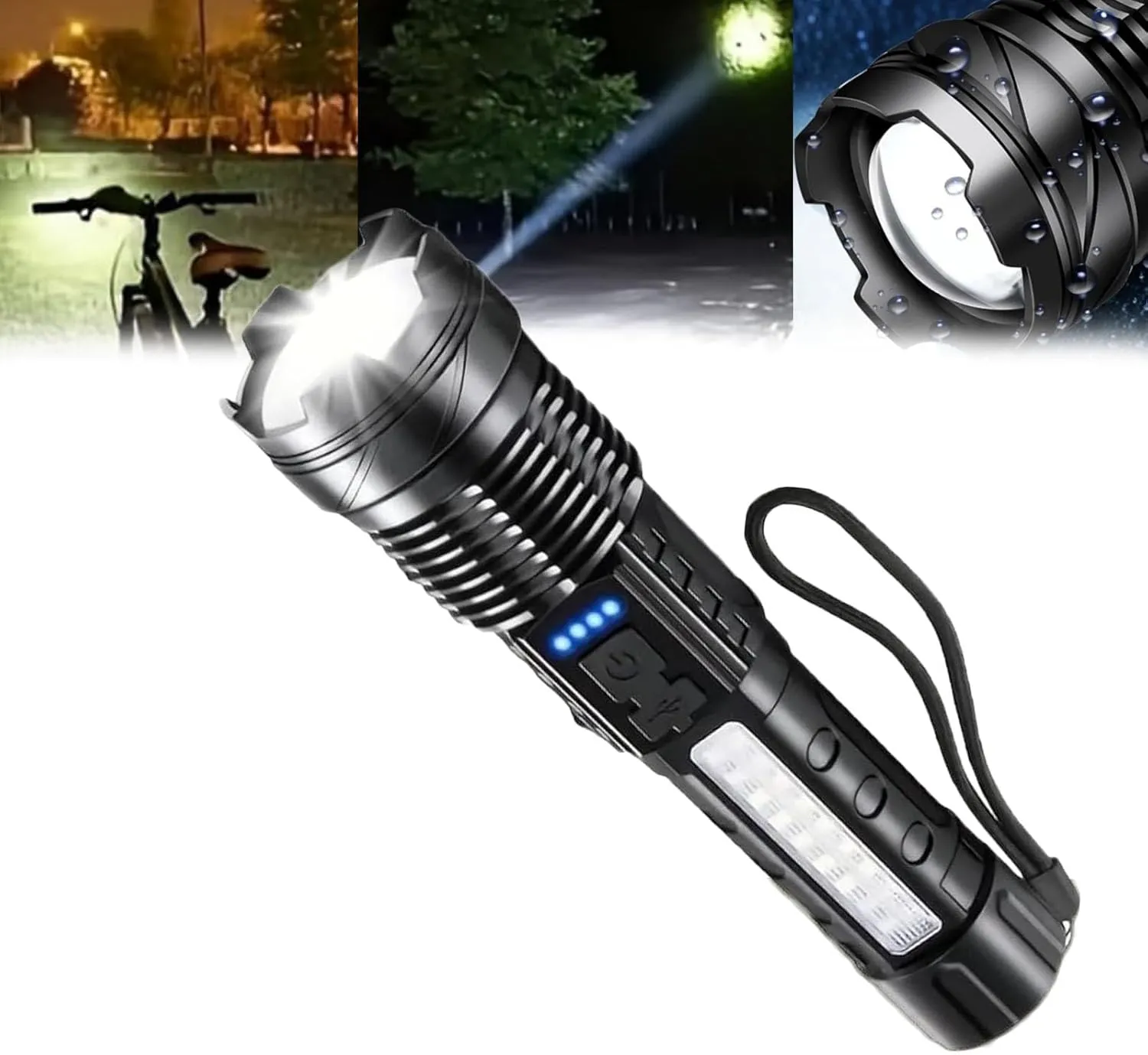 Yooperlite Flashlight, Outdoor Lighting White Laser Flashlight with Cob Warning Side Work Light, Upgraded A70 Tactical LED Flash 2024 New Economicalk A70 Tactical Flashlights (1Pc)