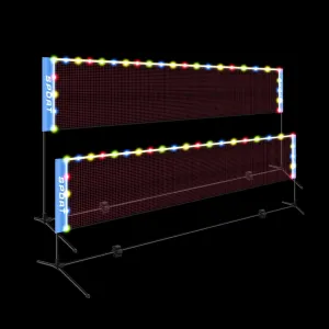 Zhehao 16.5 ft LED Badminton Net Volleyball Net with LED Light Foldable Nylon Net with Adjustable Height Poles for Tennis Indoor Outdoor Backyard
