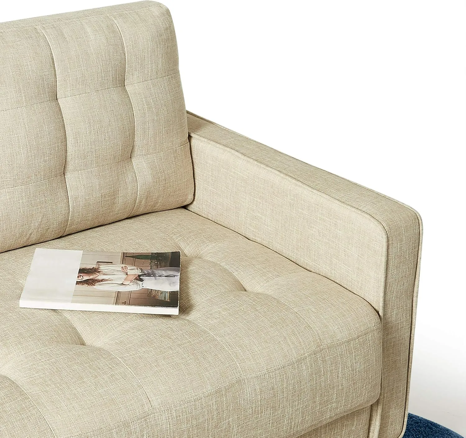 ZINUS Benton Loveseat Sofa, Grid Tufted Cushions, Easy, Tool-Free Assembly, Beige