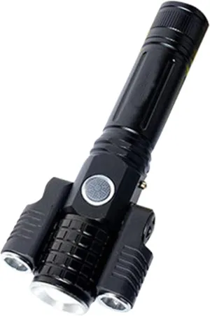 Zoomable LED Flashs, Rechargeable Camping Torch, Powerful Spot, 350m Beam Distance, Outdoor Hiking, Bike Clip Included - E38 Charging Cable