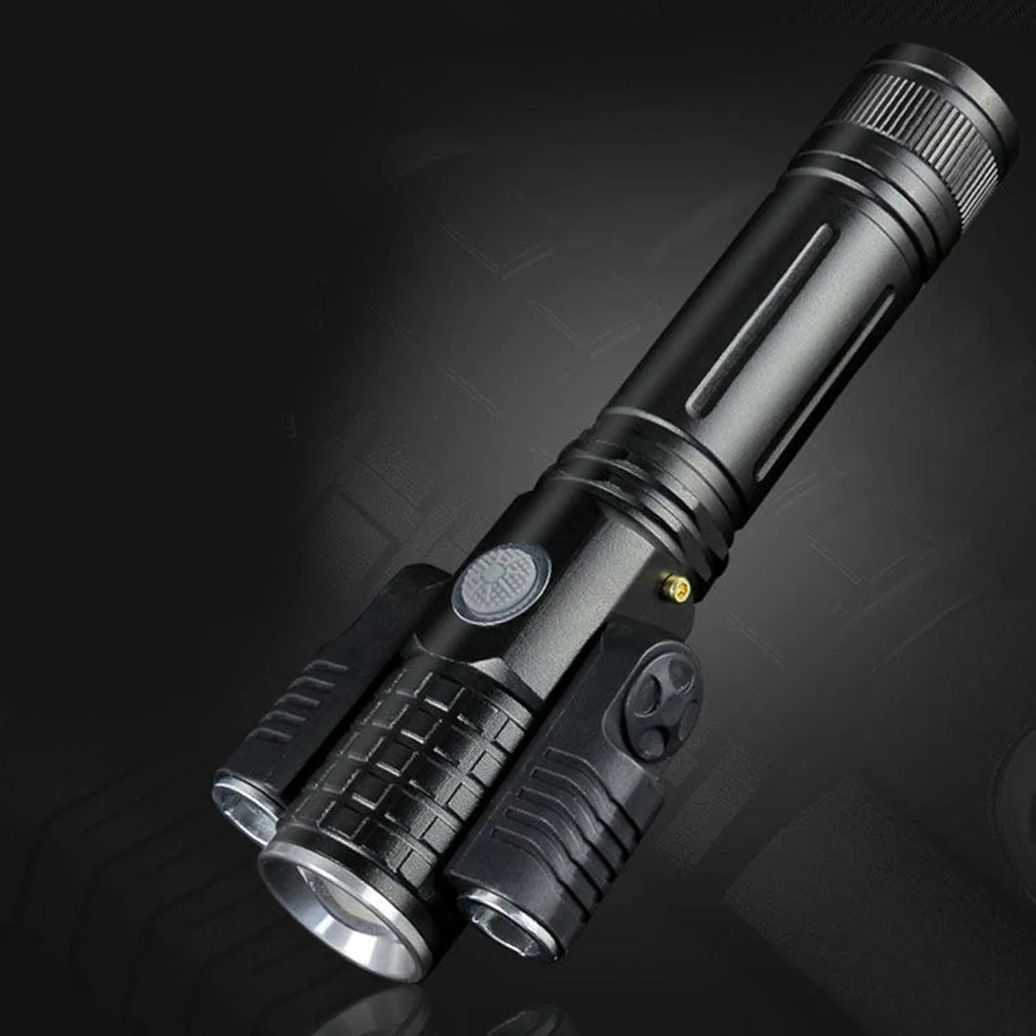 Zoomable LED Flashs, Rechargeable Camping Torch, Powerful Spot, 350m Beam Distance, Outdoor Hiking, Bike Clip Included - E38 Charging Cable